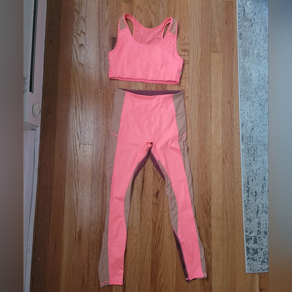 Fabletics Pink and Brown Activewear Set (EUC)
